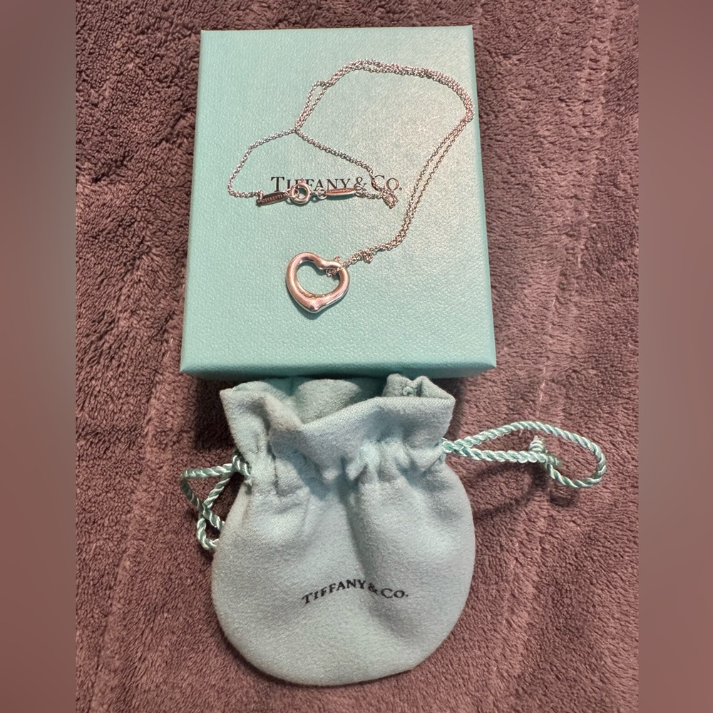 Elsa Peretti Open Heart Pendant with Tiffany & Co. Silver Chain